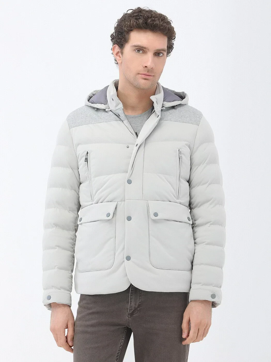 Açık Gri Regular Fit Micro Jel Elyaflı Spor Ceket - KİP