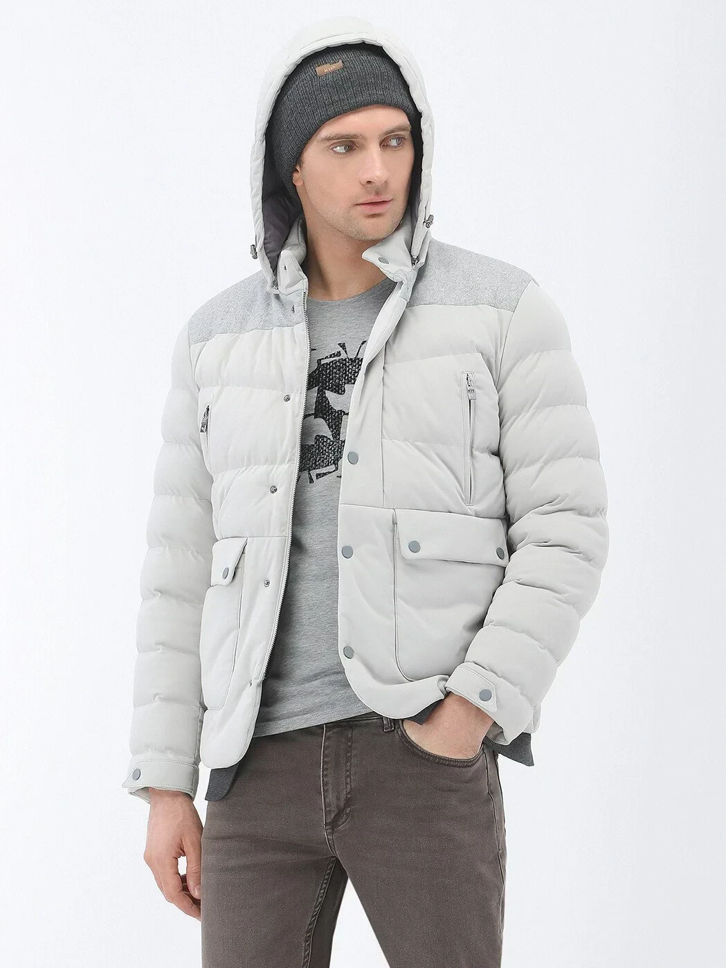 Açık Gri Regular Fit Micro Jel Elyaflı Spor Ceket - KİP