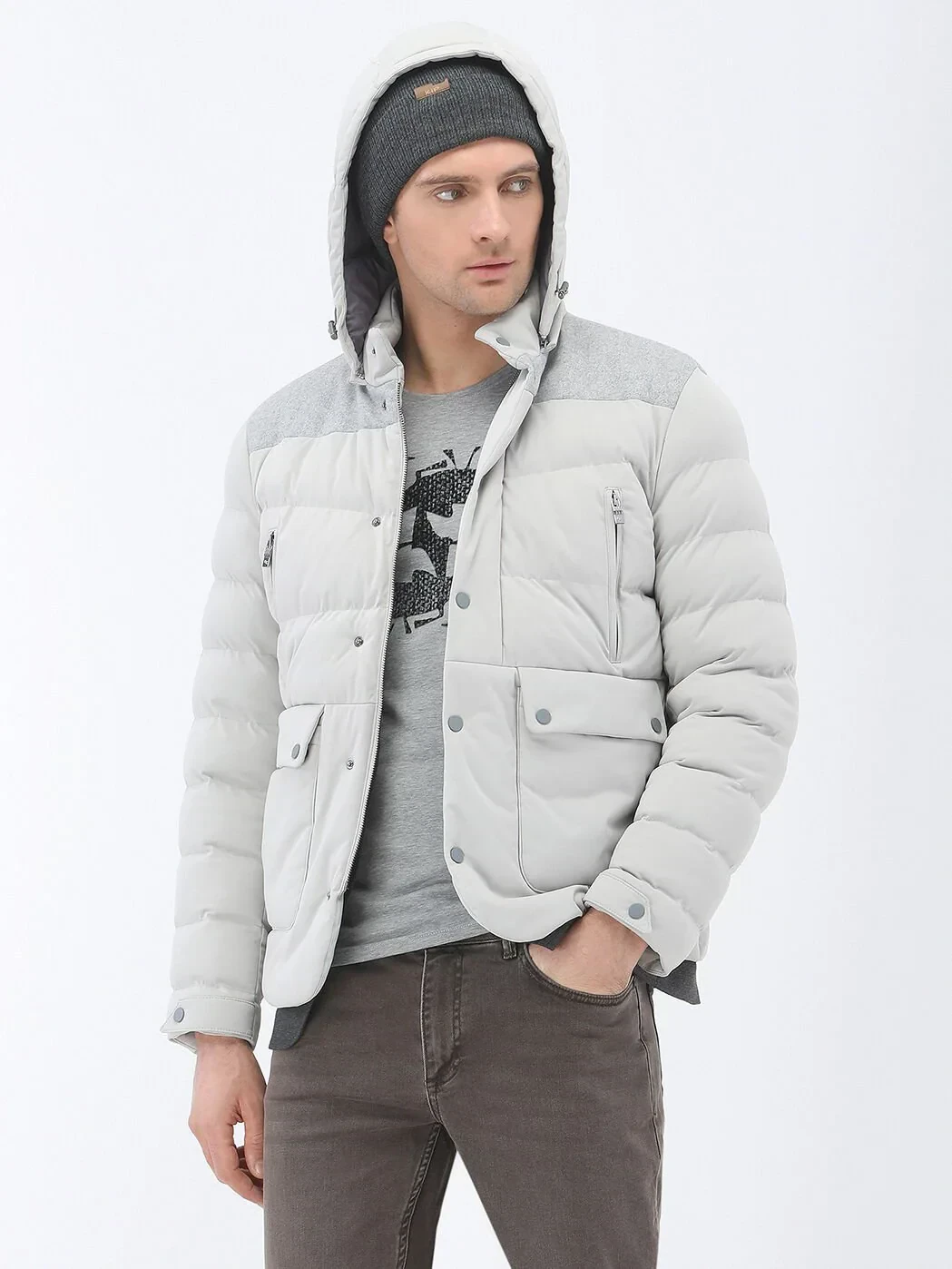 Açık Gri Regular Fit Micro Jel Elyaflı Spor Ceket - 3