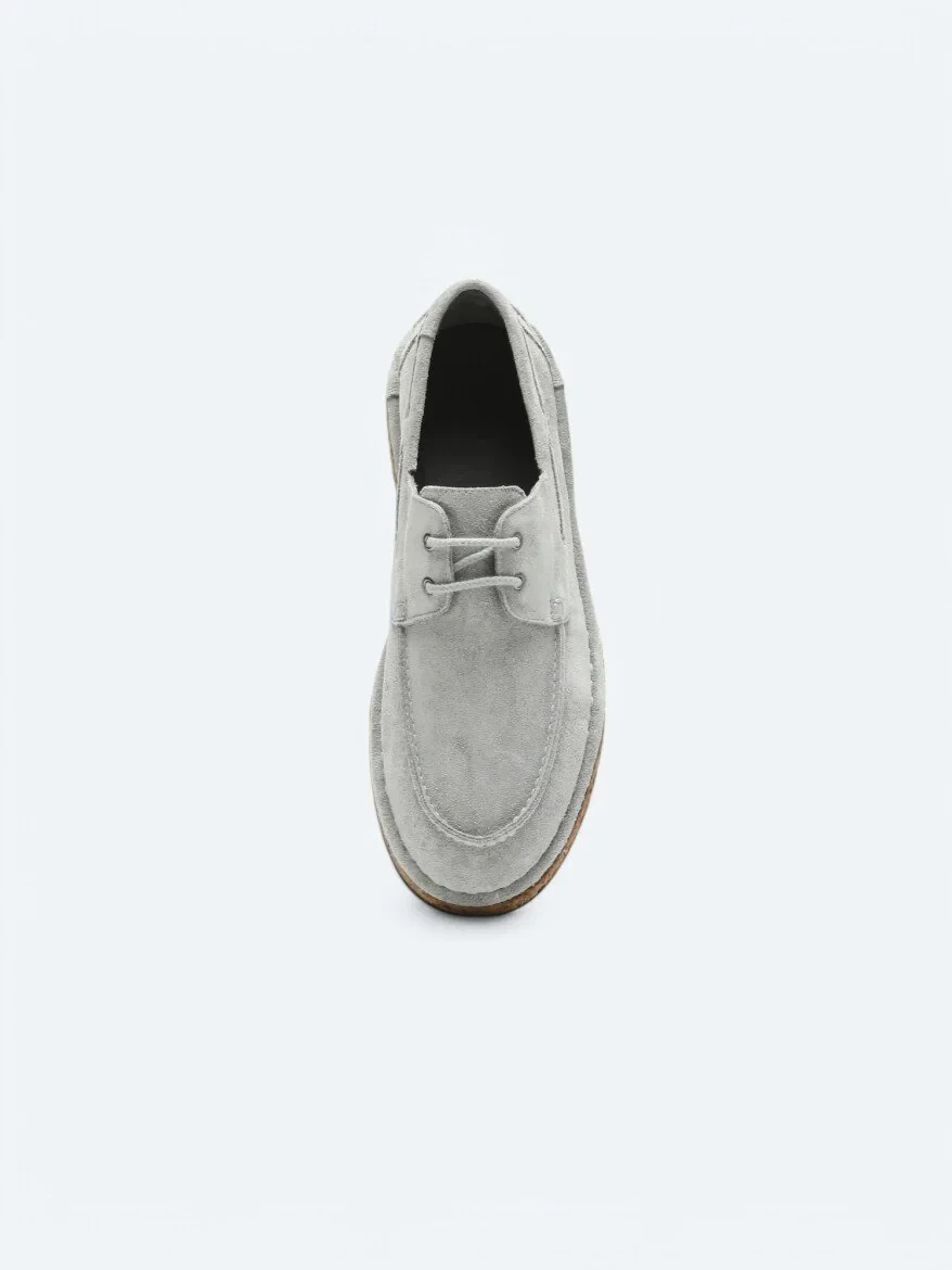 Açık Gri Süet Smart Casual Ayakkabı - 3