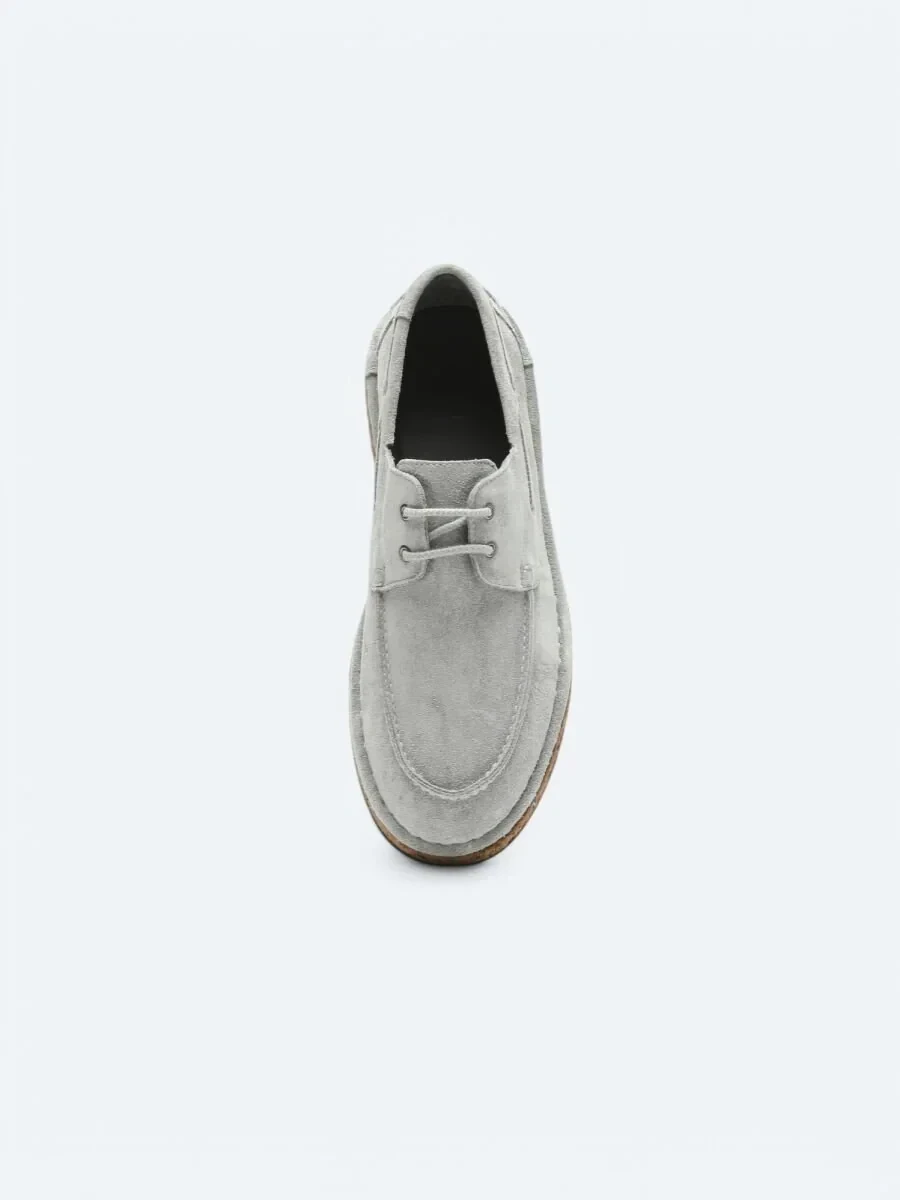 Açık Gri Süet Smart Casual Ayakkabı - 3
