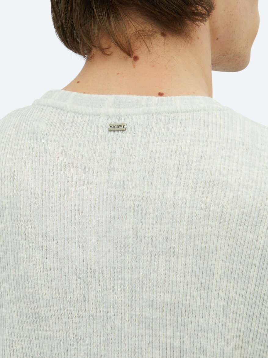 Açık Haki Baskılı Bisiklet Yaka Pamuk Karışımlı T-Shirt - 4