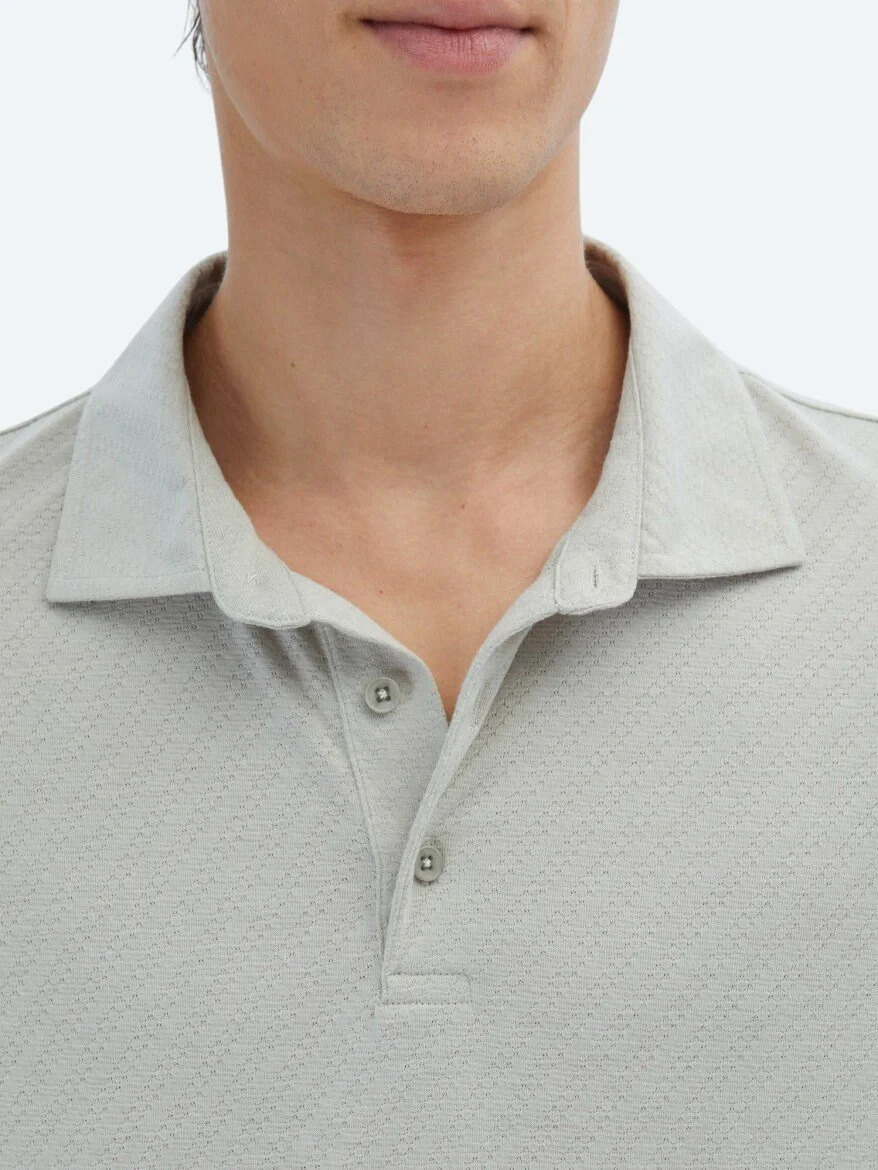 Açık Haki Desenli Polo Yaka T-Shirt 