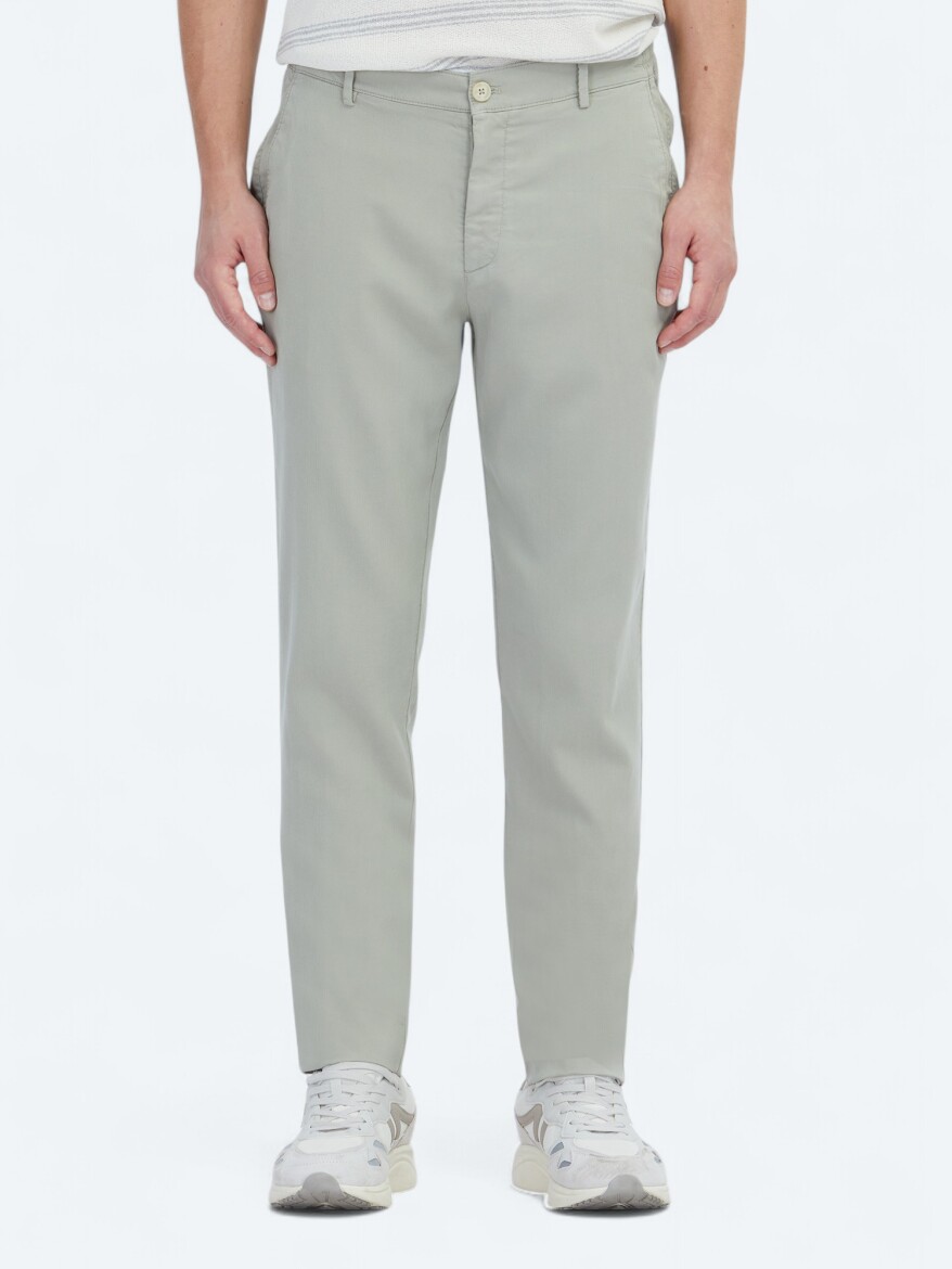 Açık Haki Dokuma Jogging Fit Casual Pamuk Karışımlı Pantolon - KİP