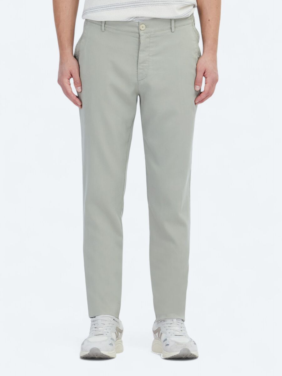 Açık Haki Dokuma Jogging Fit Casual Pamuk Karışımlı Pantolon - 2