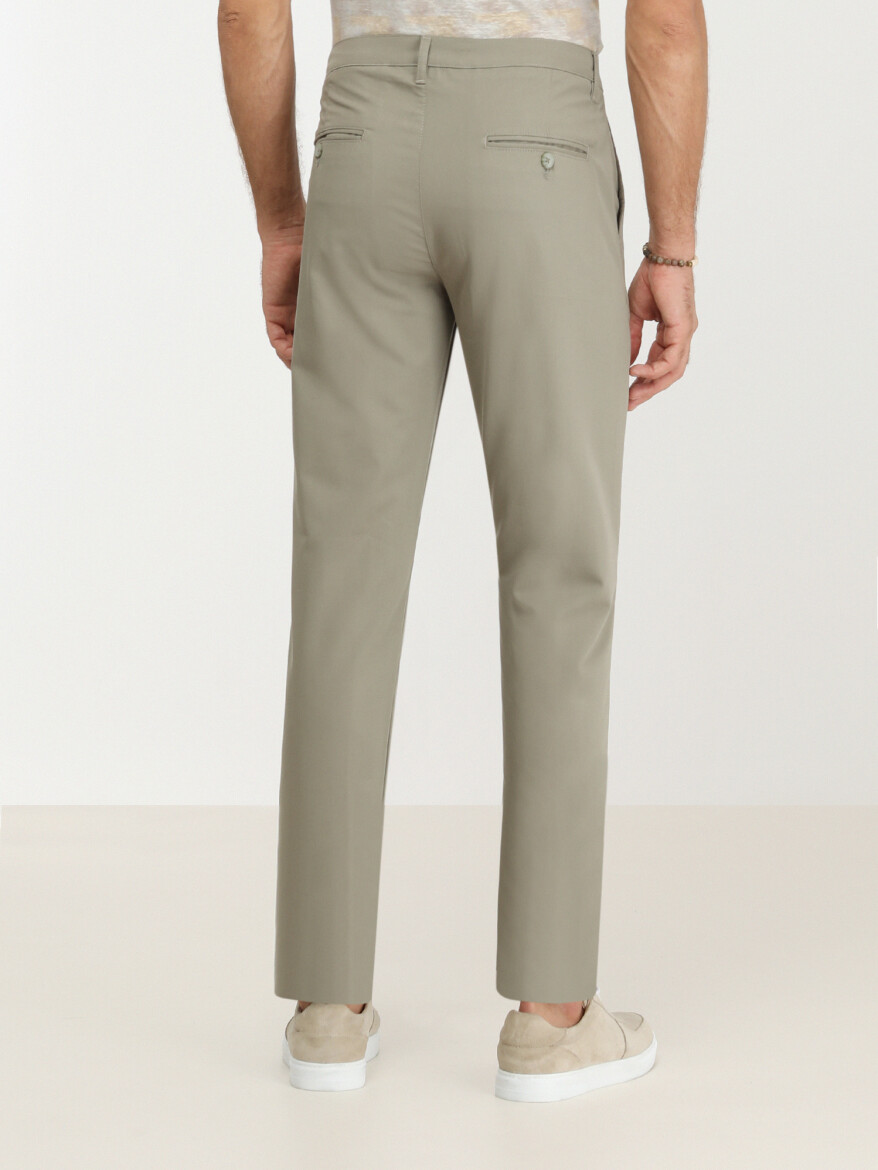 Açık Haki Dokuma Slim Fit Casual Pantolon - 2