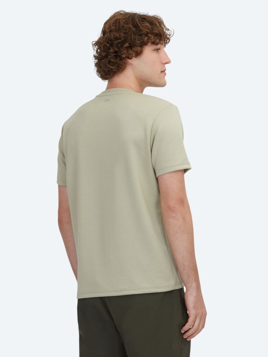 Açık Haki Düz Bisiklet Yaka T-Shirt - 4