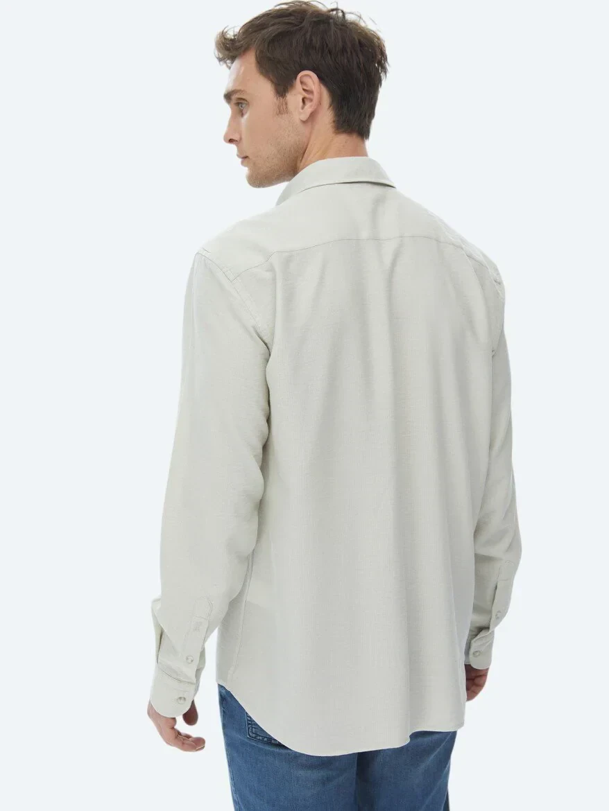 Açık Haki Regular Fit Dokuma Casual Gömlek - 8