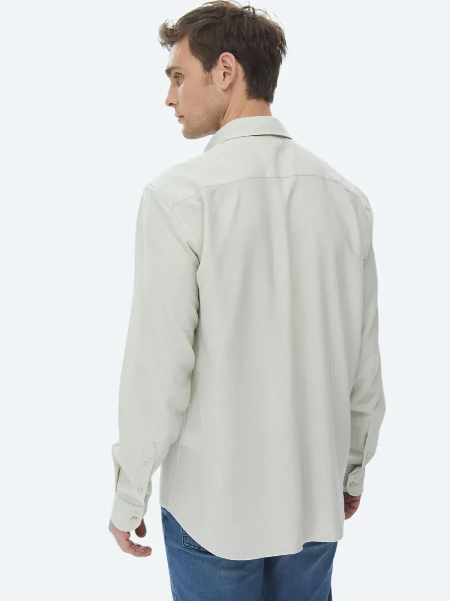 Açık Haki Regular Fit Dokuma Casual Gömlek - 8