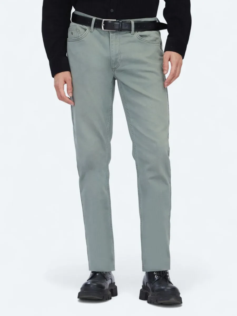 Açık Haki Slim Fit Denim Pamuk Karışımlı Pantolon - 2