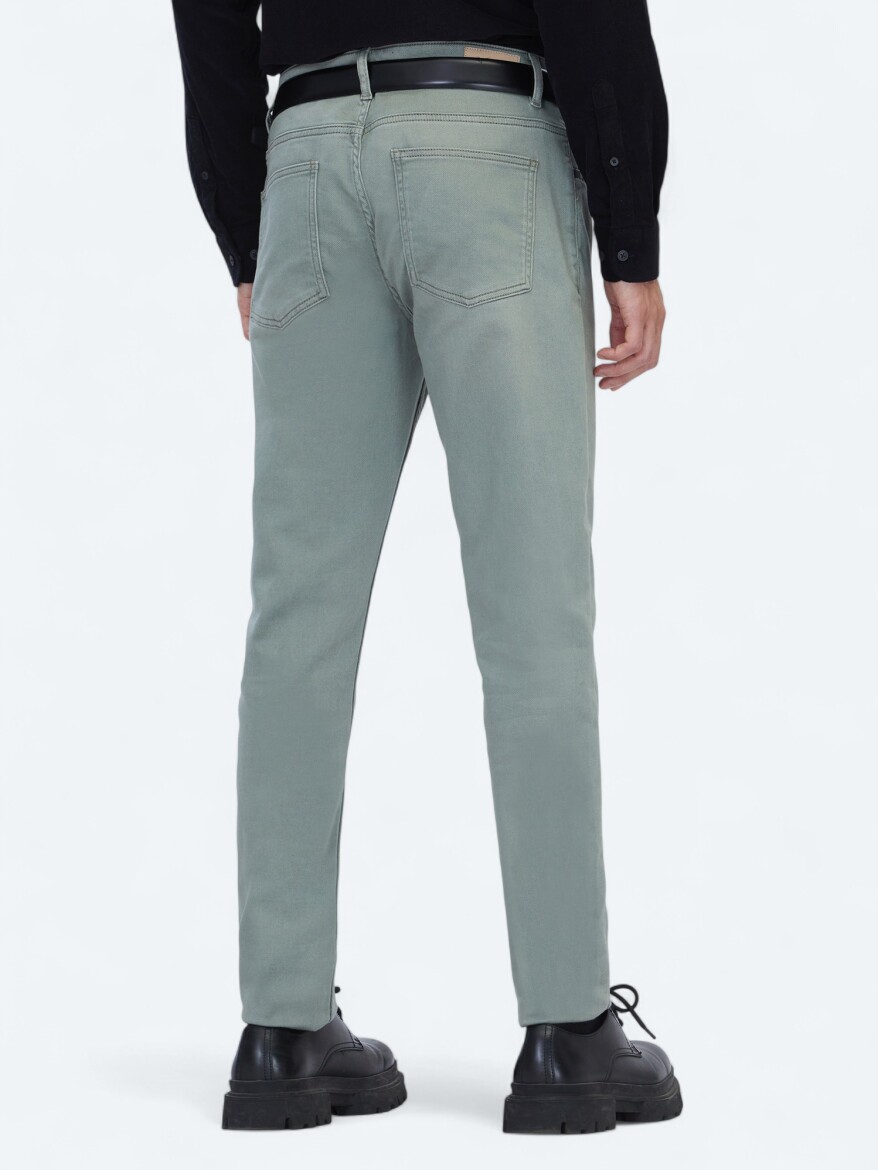 Açık Haki Slim Fit Denim Pamuk Karışımlı Pantolon - 4