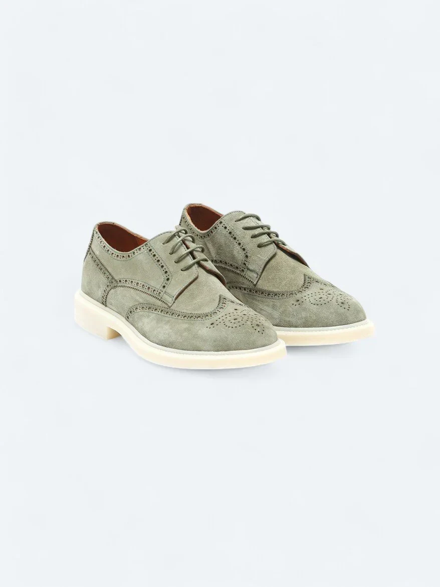 Açık Haki Süet Smart Casual Ayakkabı - 2