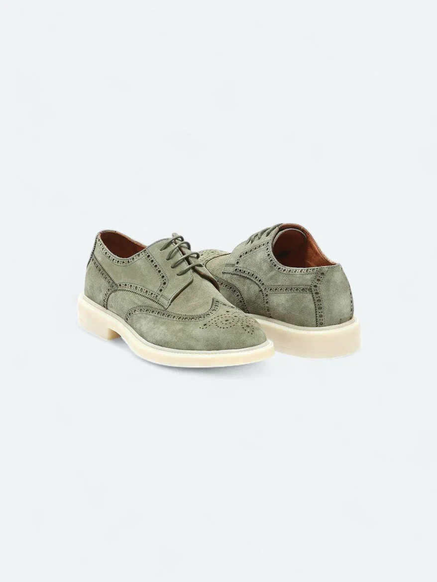 Açık Haki Süet Smart Casual Ayakkabı - 3