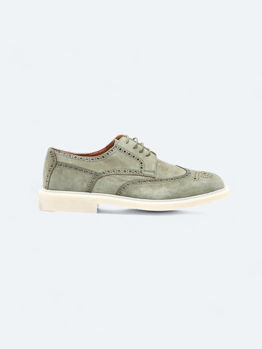 Açık Haki Süet Smart Casual Ayakkabı - 1