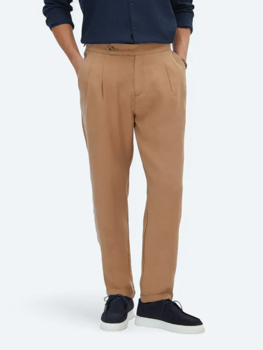 Açık Kahve Dokuma Carrot Fit Casual Pantolon - 2