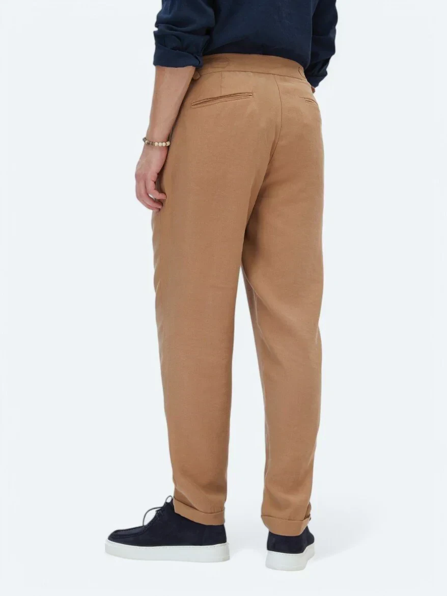 Açık Kahve Dokuma Carrot Fit Casual Pantolon - 5