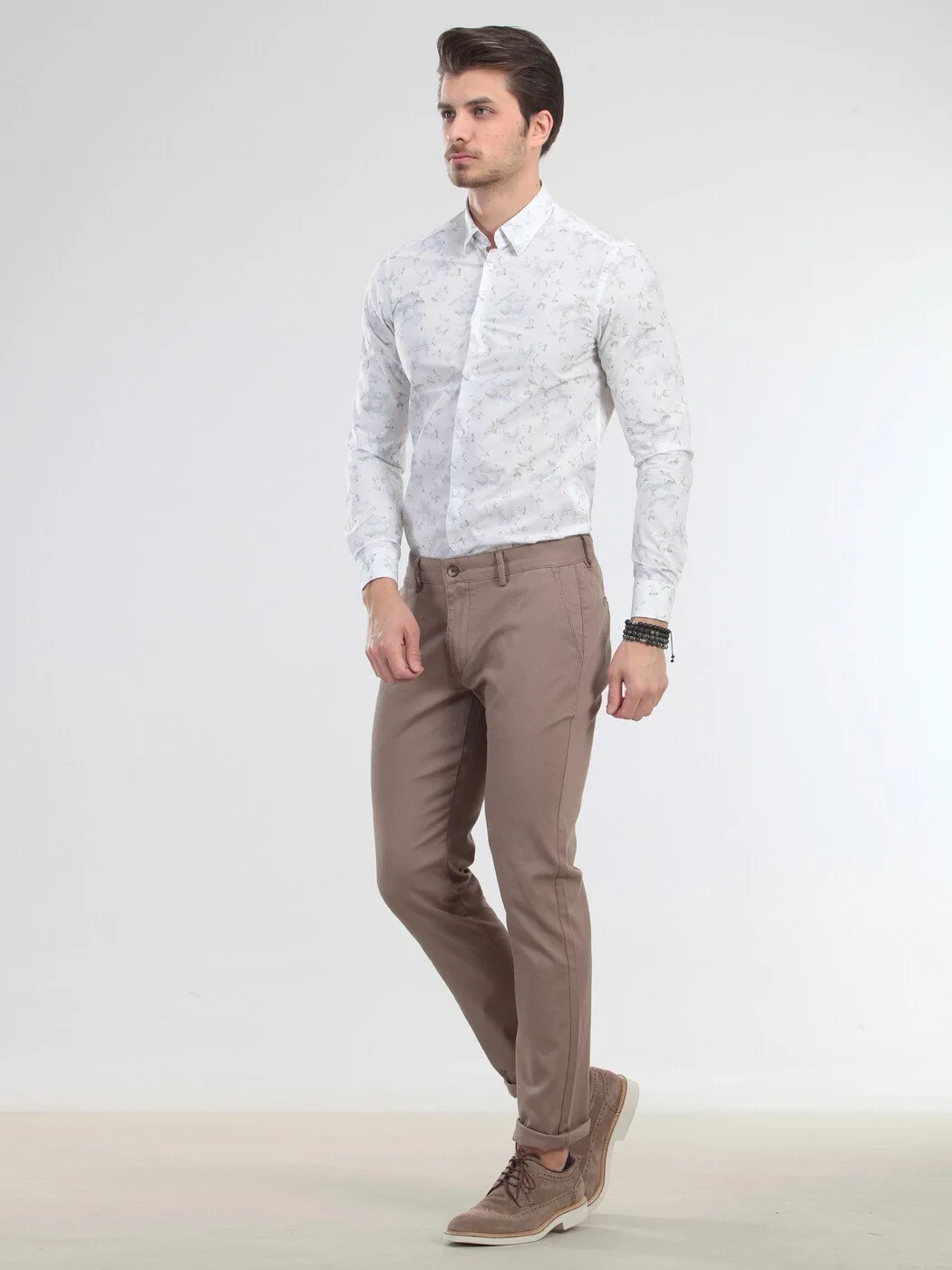 Açık Kahve Düz Dokuma Regular Fit Casual Pamuk Karışımlı Pantolon - 1