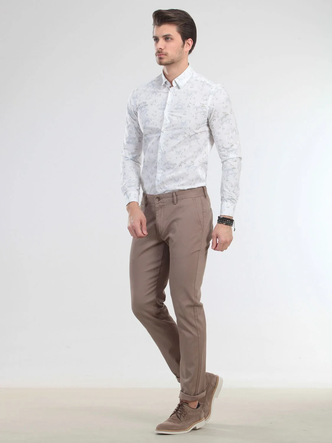 Açık Kahve Düz Dokuma Regular Fit Casual Pamuk Karışımlı Pantolon - 1