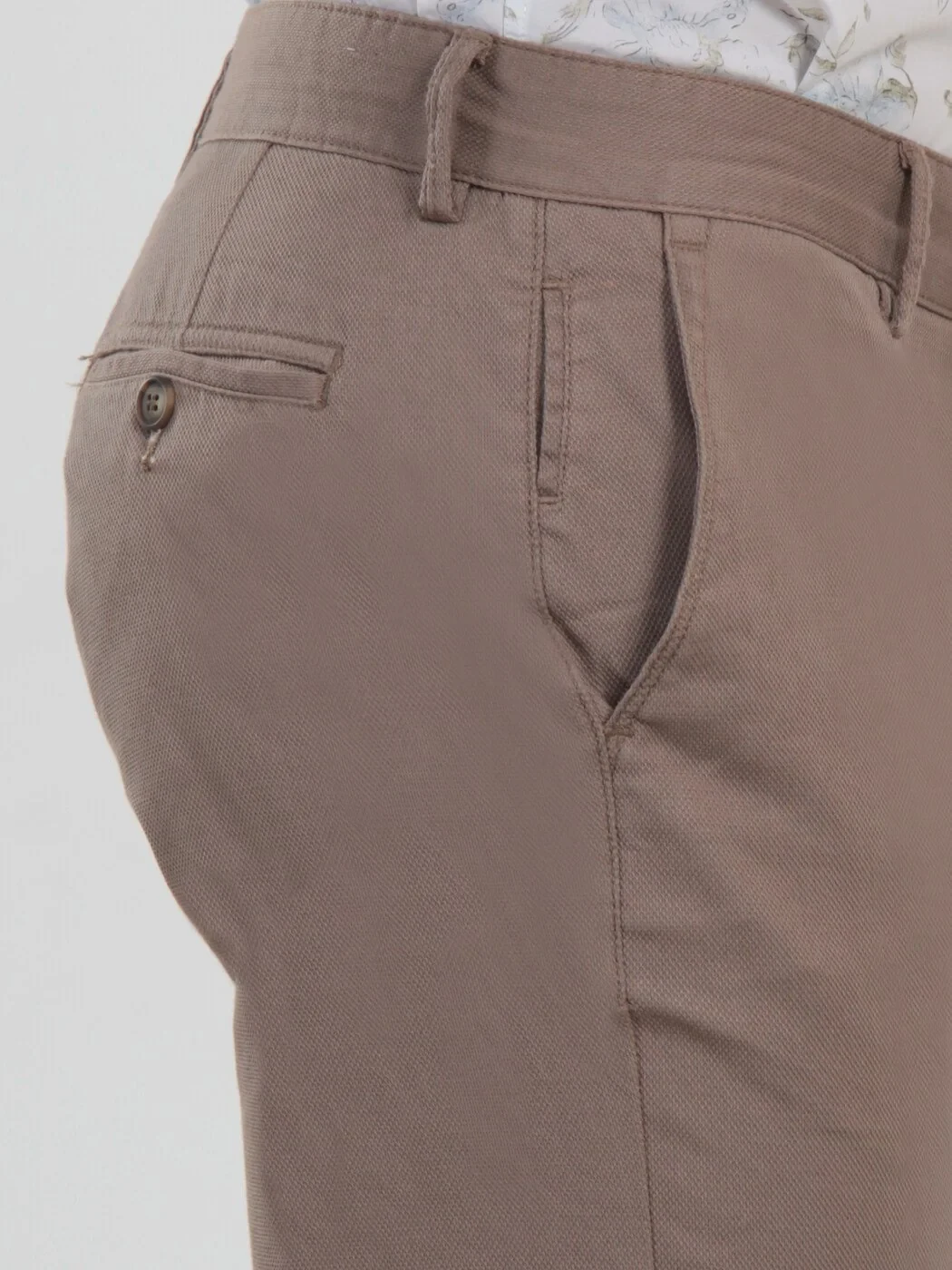 Açık Kahve Düz Dokuma Regular Fit Casual Pamuk Karışımlı Pantolon - 3