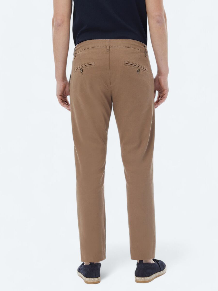 Açık Kahve Düz Dokuma Regular Fit Casual Pamuk Karışımlı Pantolon - 8