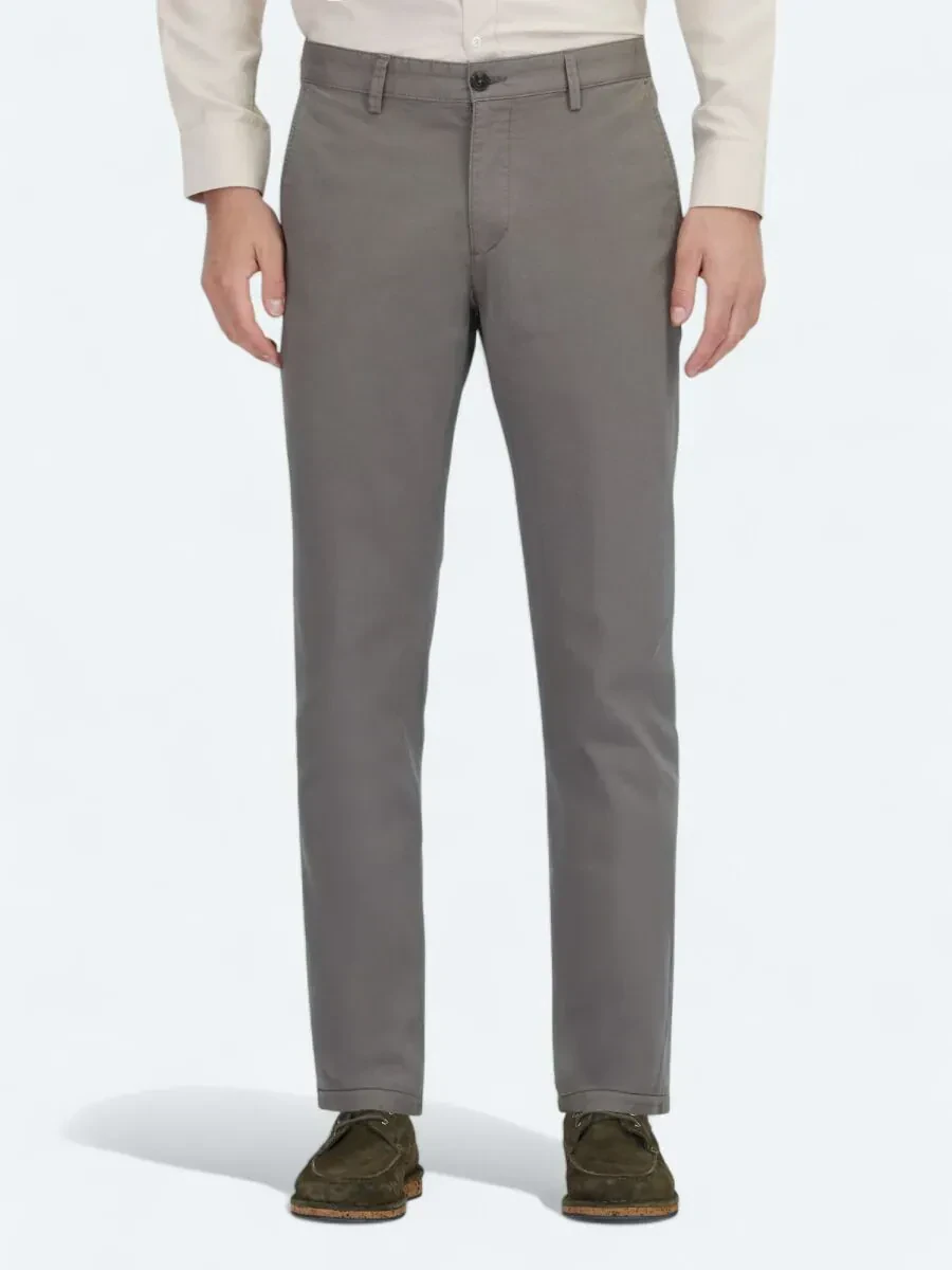Açık Kahve Düz Dokuma Regular Fit Casual Pamuk Karışımlı Pantolon - 2