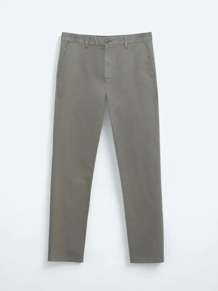 Açık Kahve Düz Dokuma Regular Fit Casual Pamuk Karışımlı Pantolon - 5