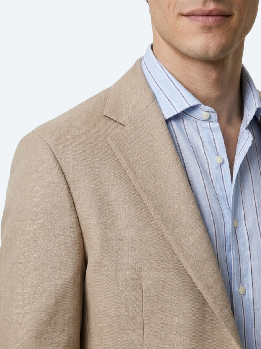 Açık Kahve Düz Modern Fit Pamuk Karışımlı Örme Ceket - 5
