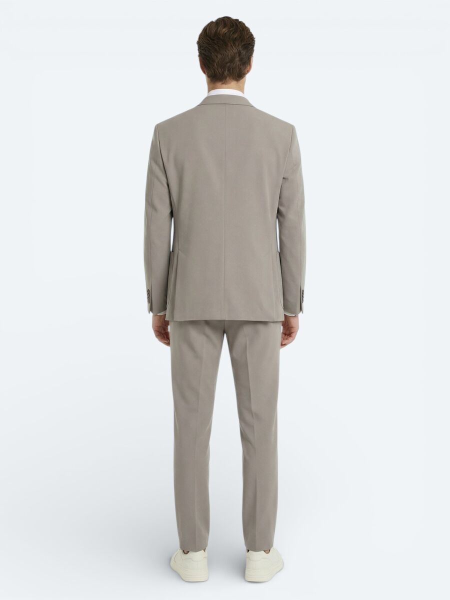 Açık Kahve Düz Modern Fit Takım Elbise - 4