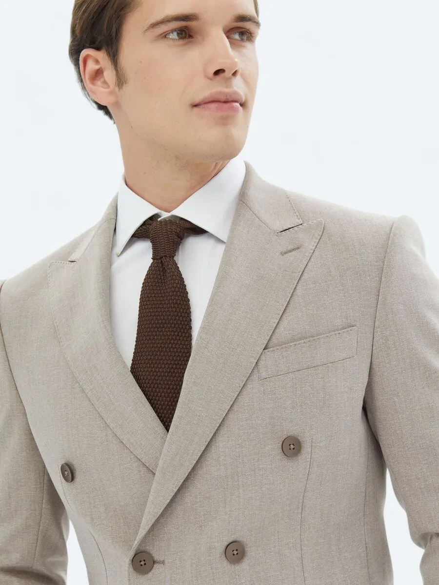 Açık Kahve Mikro Modern Fit Çevre Dostu Takım Elbise - 3