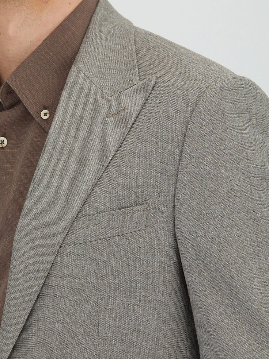 Açık Kahve Mikro Modern Fit Takım Elbise - 3