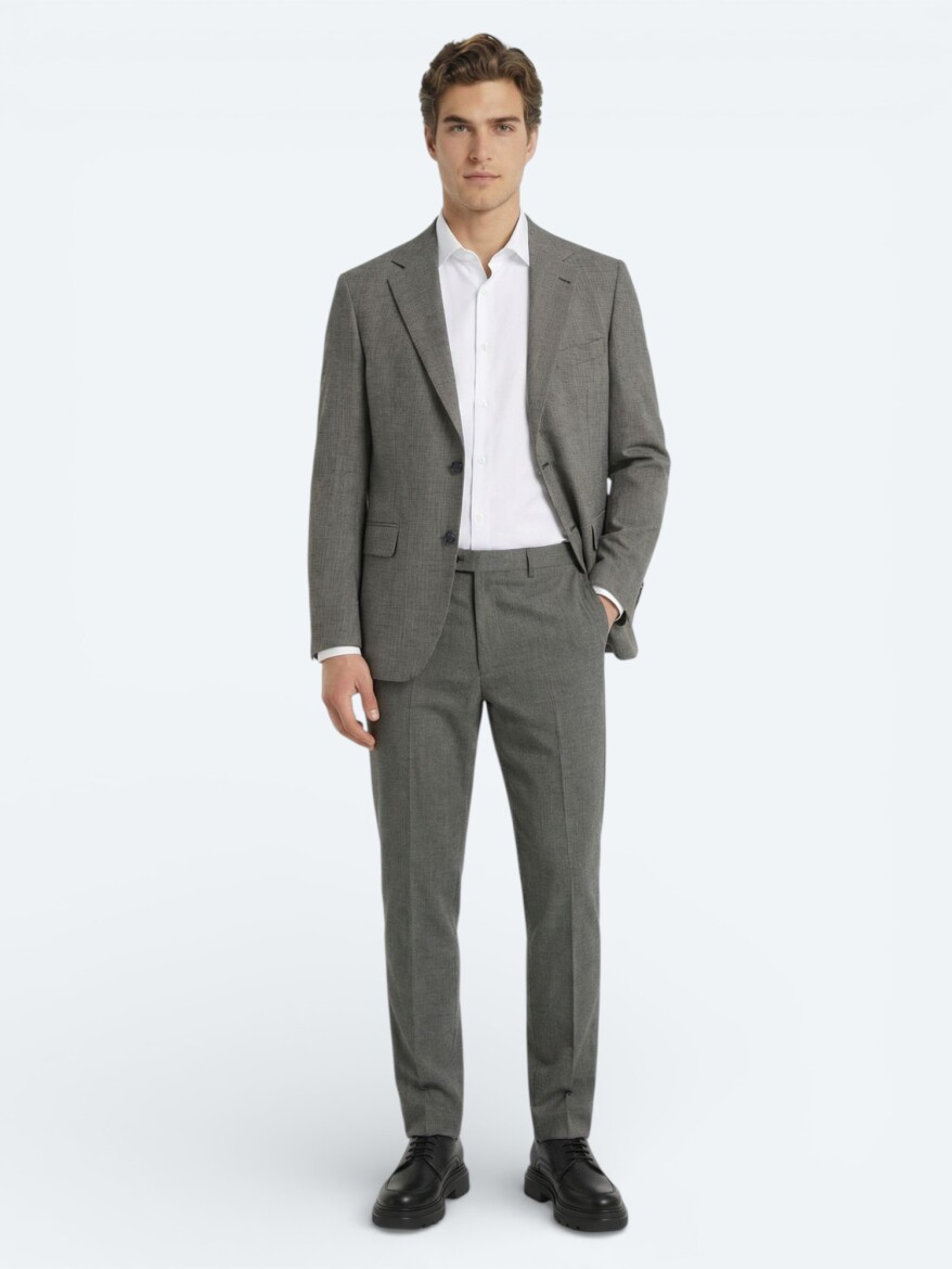 Açık Kahve Modern Fit Yün Karışımlı Takım Elbise - 4