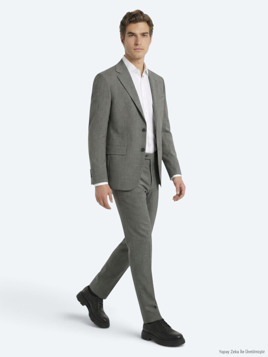 Açık Kahve Modern Fit Yün Karışımlı Takım Elbise - KİP