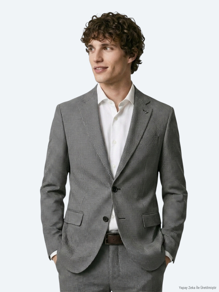 Açık Kahve Modern Fit Yün Karışımlı Takım Elbise - KİP