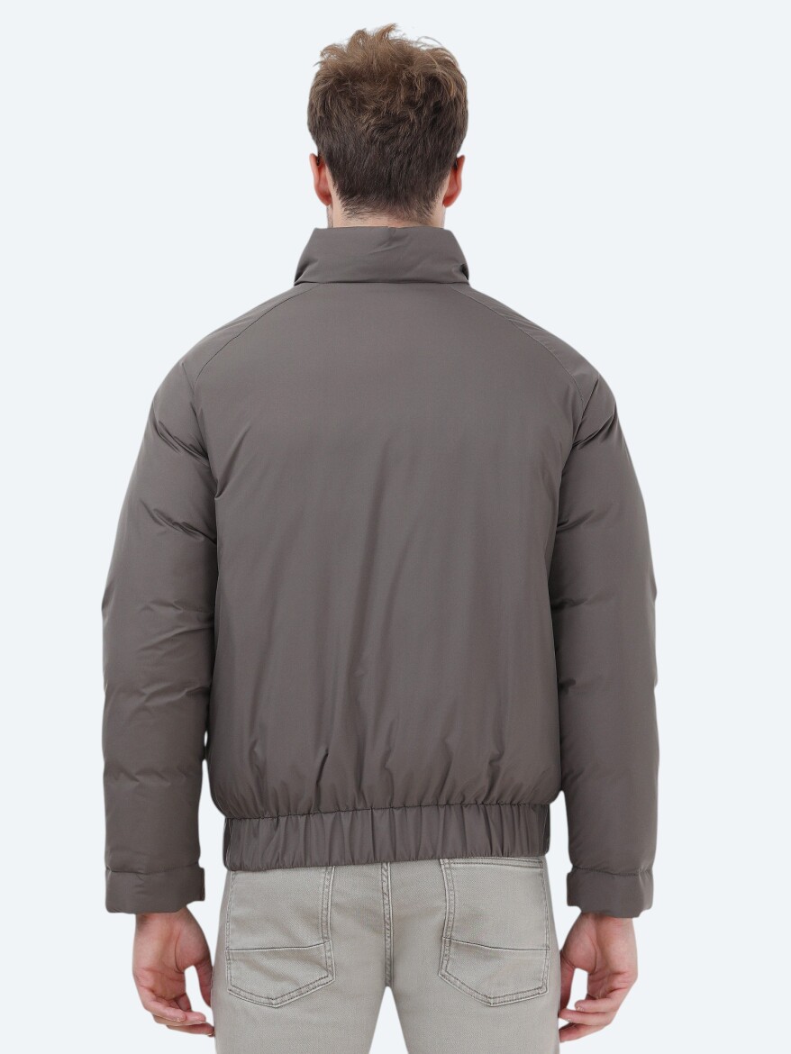 Açık Kahve Regular Fit Dik Yaka Casual Dokuma Mont - 5