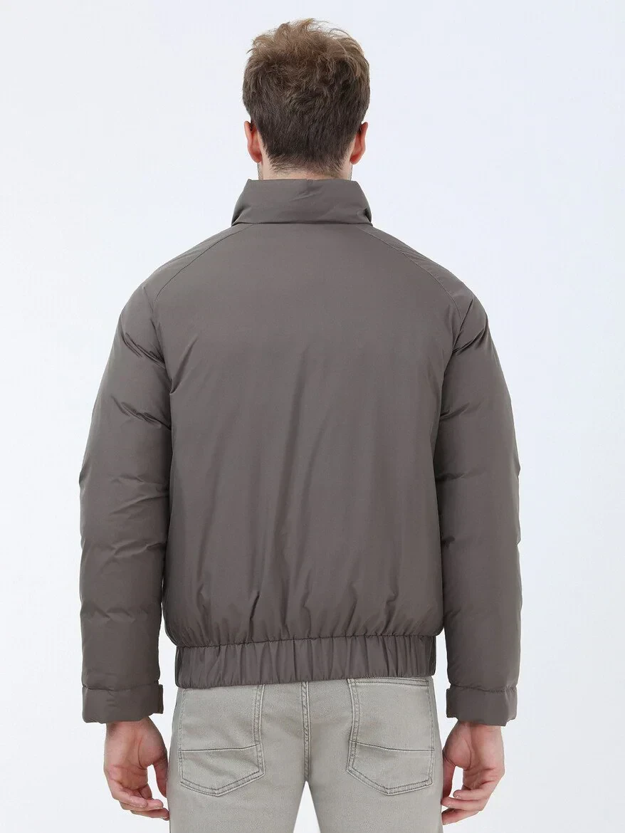 Açık Kahve Regular Fit Dik Yaka Casual Dokuma Mont - 5