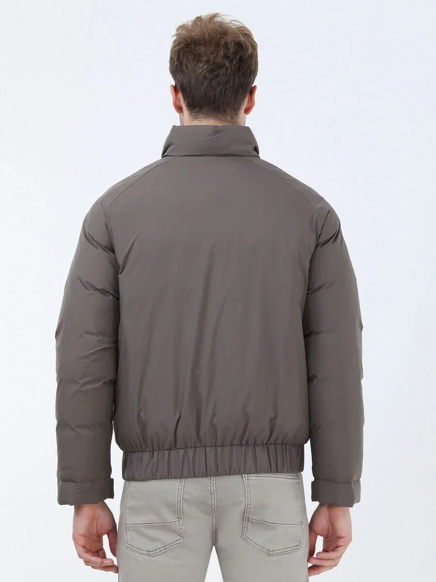 Açık Kahve Regular Fit Dik Yaka Casual Dokuma Mont - 5