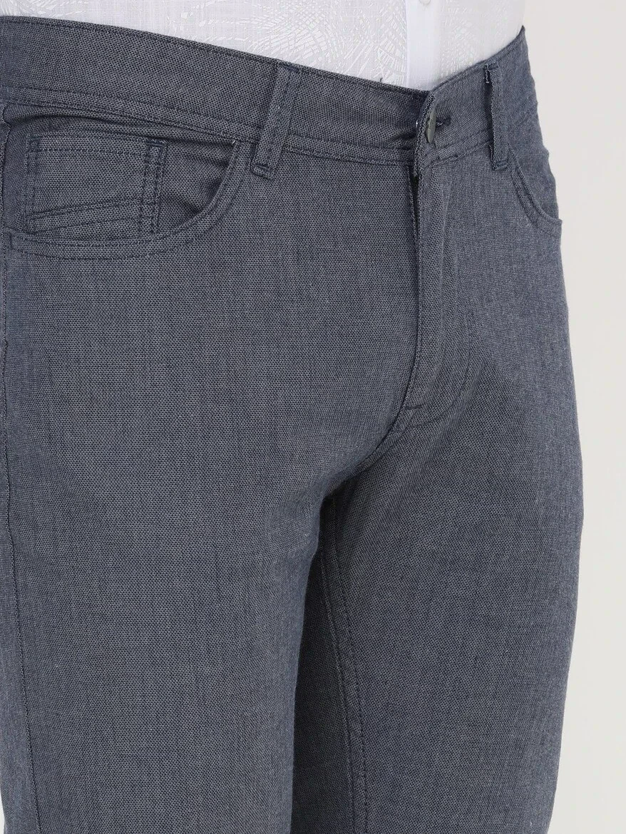 Açık Lacivert Dokuma Regular Fit Casual Pamuk Karışımlı Pantolon - 3