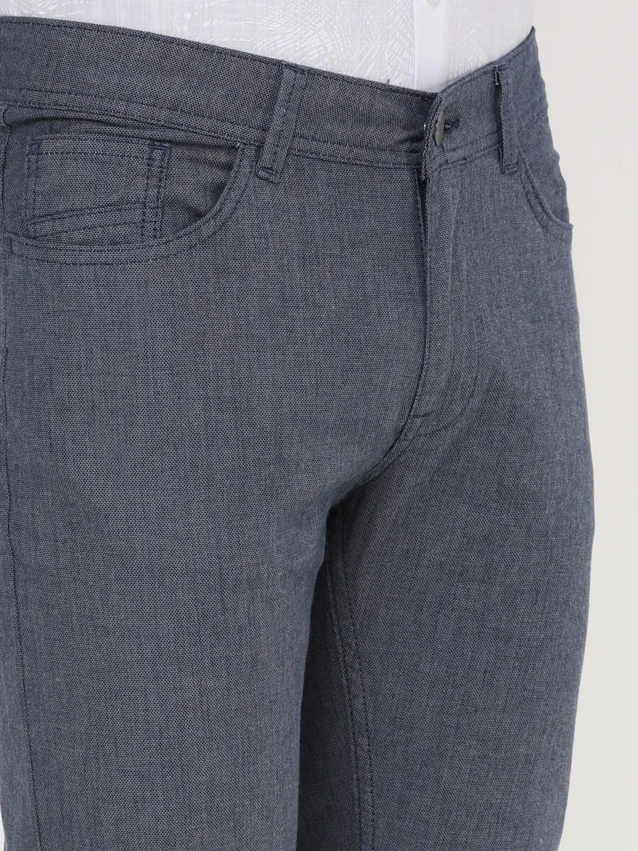 Açık Lacivert Dokuma Regular Fit Casual Pamuk Karışımlı Pantolon - 3
