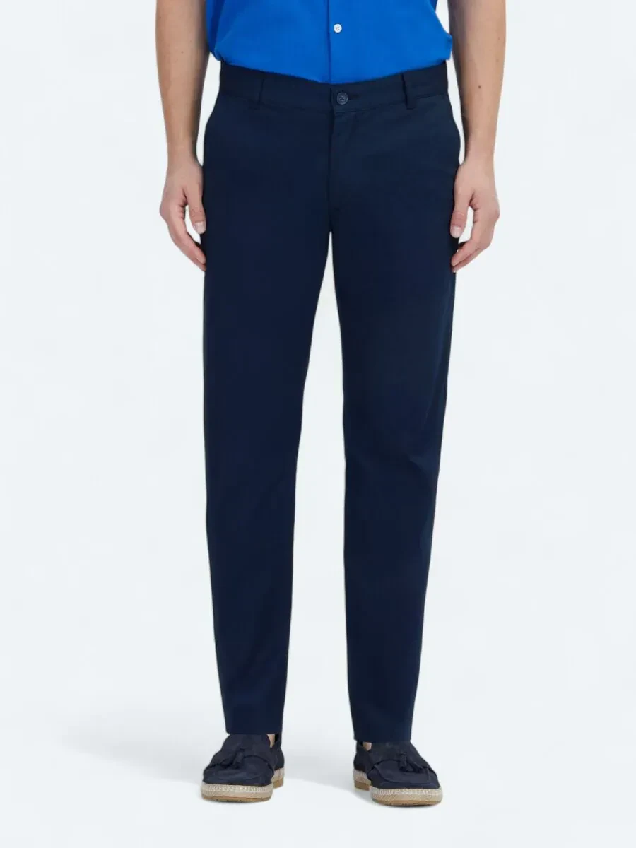 Açık Lacivert Dokuma Regular Fit Casual Pamuk Karışımlı Pantolon - 2