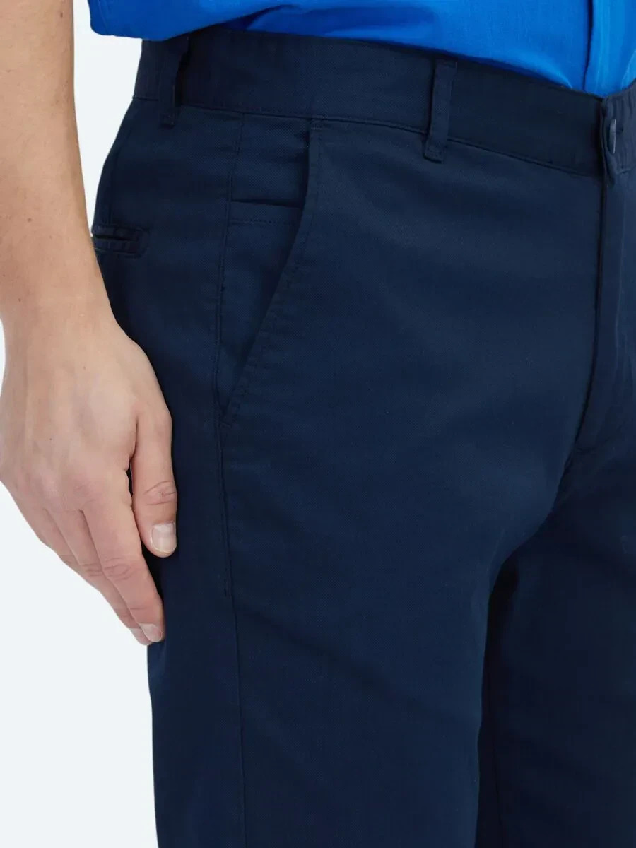 Açık Lacivert Dokuma Regular Fit Casual Pamuk Karışımlı Pantolon - 3