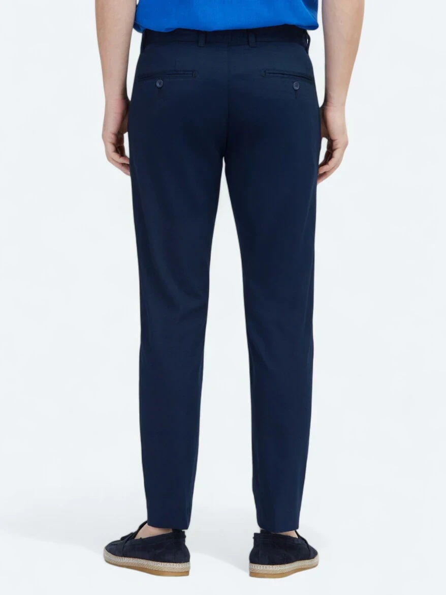 Açık Lacivert Dokuma Regular Fit Casual Pamuk Karışımlı Pantolon 