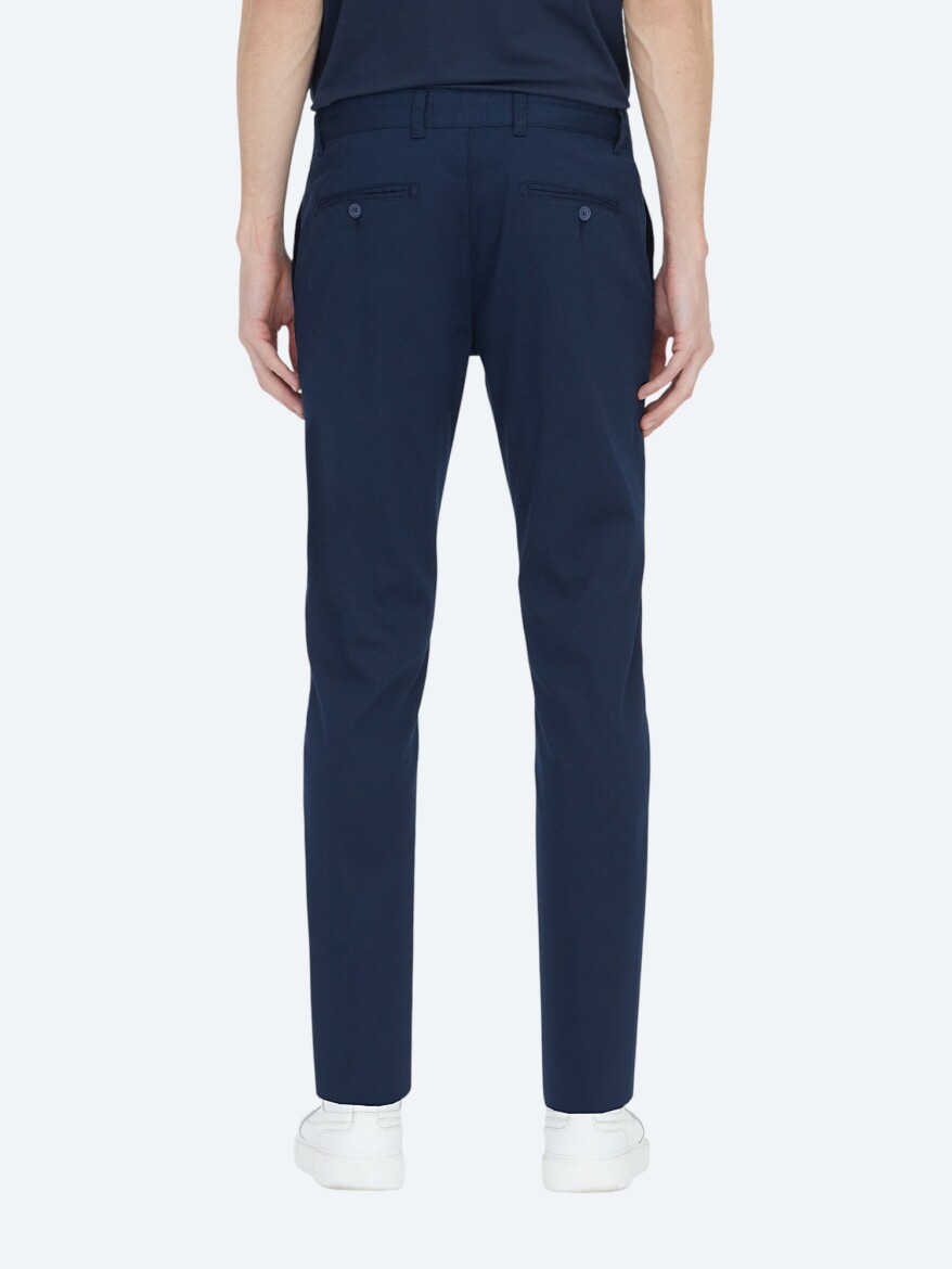 Açık Lacivert Dokuma Regular Fit Casual Pamuk Karışımlı Pantolon - 4