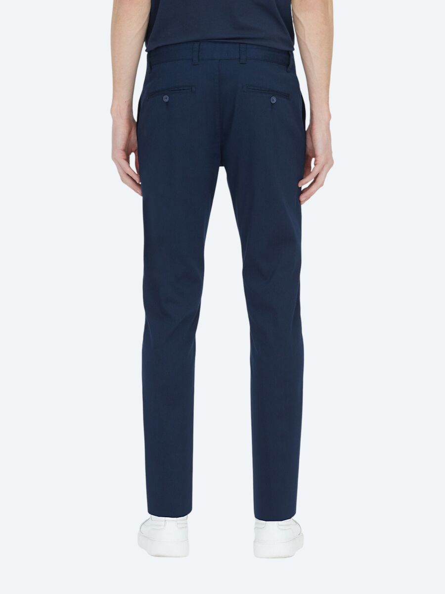 Açık Lacivert Dokuma Regular Fit Casual Pamuk Karışımlı Pantolon - 4