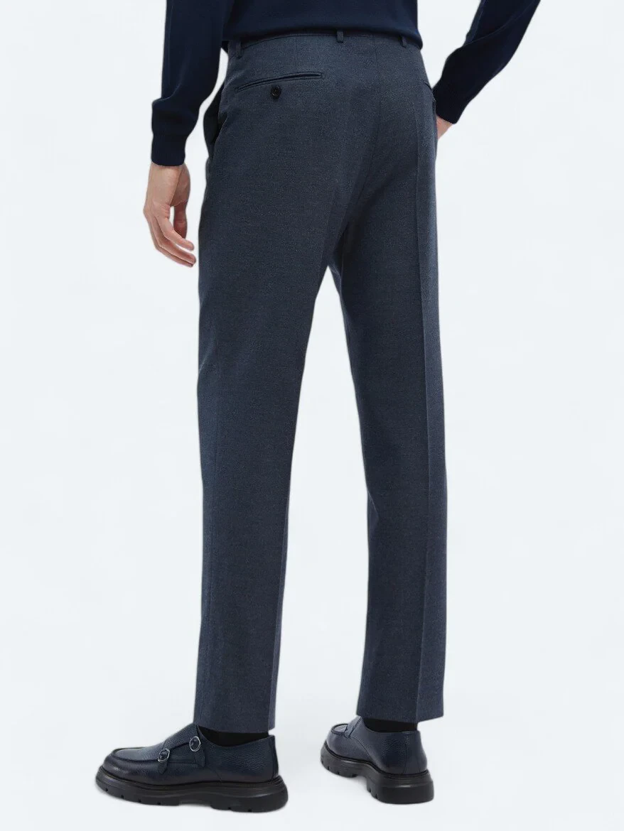 Açık Lacivert Düz Dokuma Fitted Fit Klasik Pantolon 