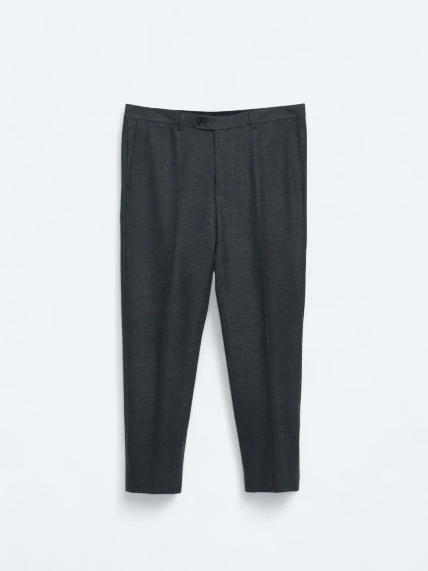 Açık Lacivert Düz Dokuma Fitted Fit Klasik Pantolon - 5