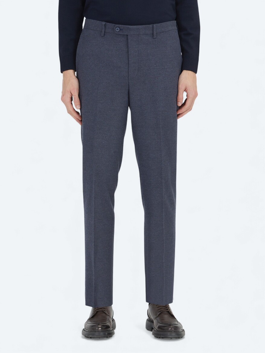 Açık Lacivert Düz Dokuma Fitted Fit Klasik Pantolon - 2