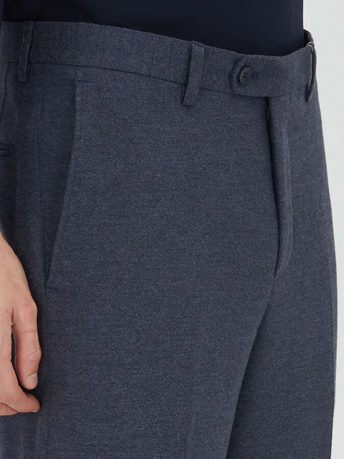 Açık Lacivert Düz Dokuma Fitted Fit Klasik Pantolon - 3