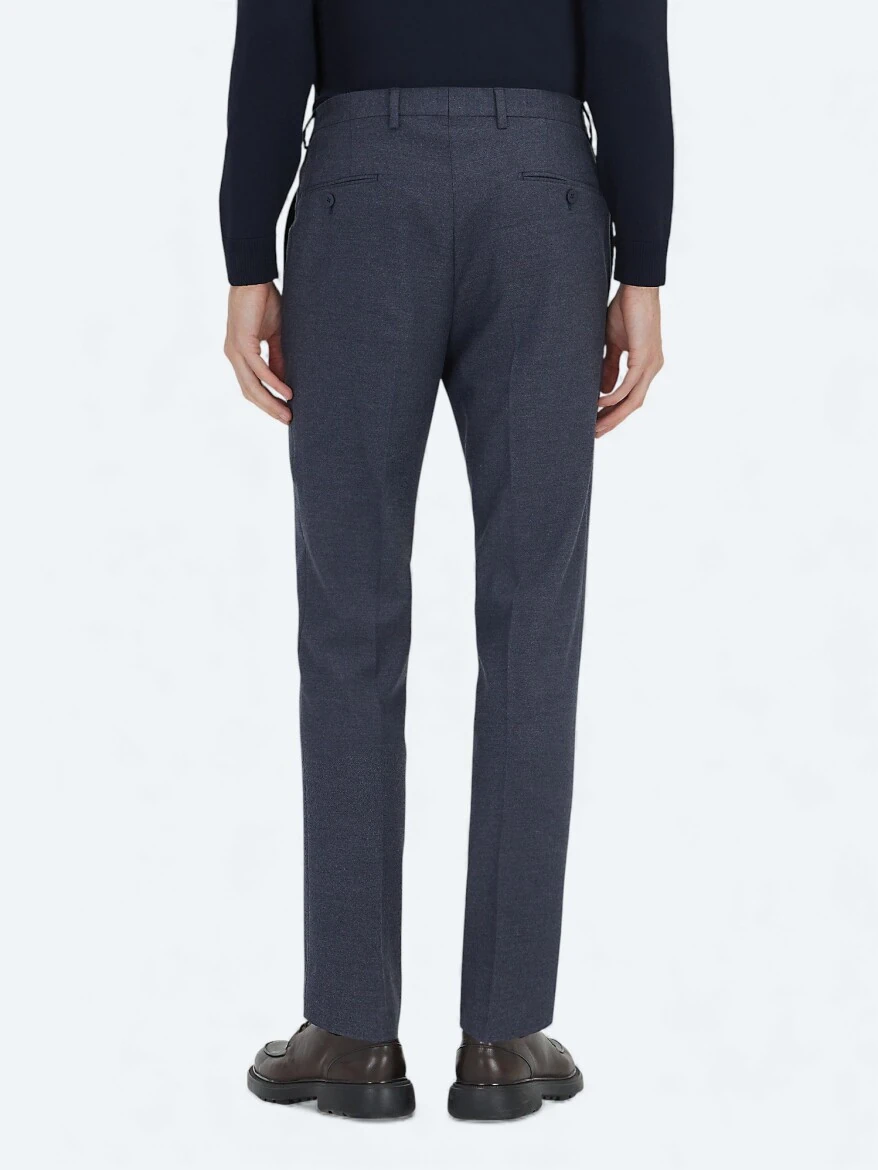 Açık Lacivert Düz Dokuma Fitted Fit Klasik Pantolon - 4