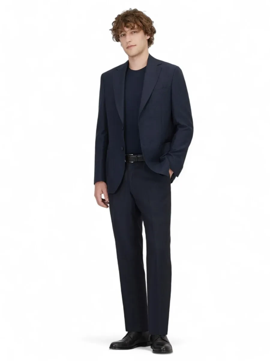 Açık Lacivert Düz Modern Fit Yün Karışımlı Ceket - 1