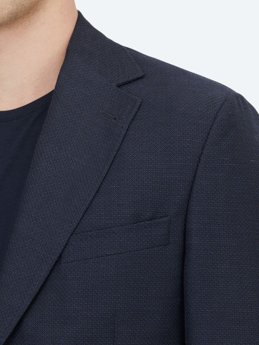 Açık Lacivert Düz Modern Fit Yün Karışımlı Ceket - 4